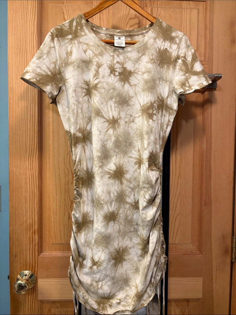 Y2K Vibe Ruched Side Tie Dye T Shirt Dress Sz L